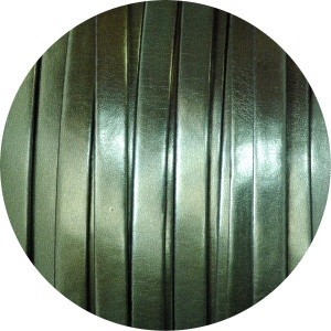 Lacet de cuir plat 5mm miroir vert militaire-vente au cm
