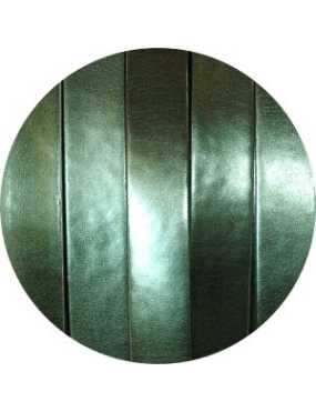 Lacet de cuir plat 10mm miroir vert militaire-vente au cm