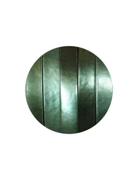 Lacet de cuir plat 10mm miroir vert militaire-vente au cm