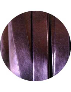 Lacet de cuir plat 10mm miroir rose-vente au cm