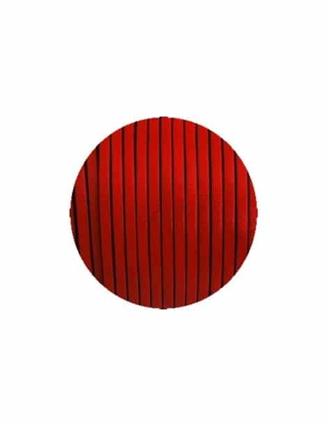 Cordon de cuir plat 3mm de couleur rouge-vente au cm