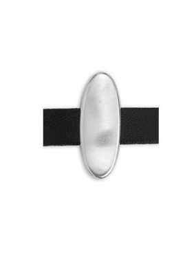 Passant ovale lisse argent vieilli pour cuir plat de 10mm