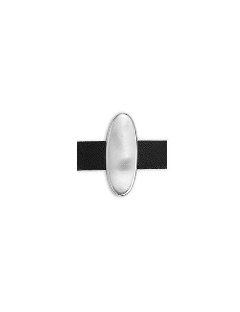 Passant ovale lisse argent vieilli pour cuir plat de 10mm