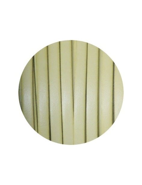 Cordon de cuir plat 5mm jaune pastel-vente au cm