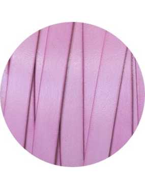Cordon de cuir plat de 10mm rose layette vendu au metre
