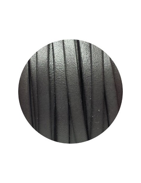 Cordon de cuir plat 6mm x 2mm de couleur gris foncé-vente au cm
