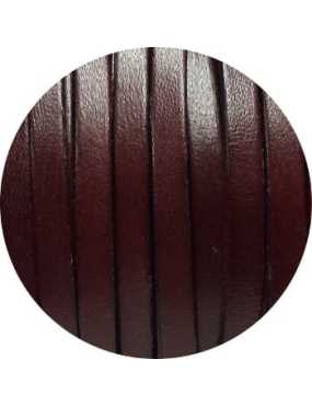 Cordon de cuir plat 6mm x 2mm de couleur bordeaux-vente au cm