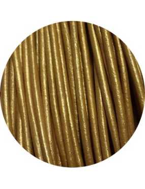 Cordon de cuir rond dore-2mm-Europe