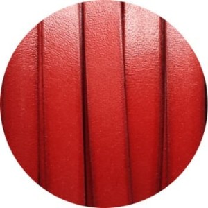 Cordon de cuir plat 10mm x 2mm rouge 2-vente au cm