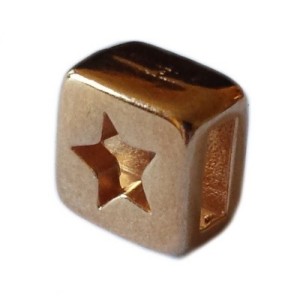 Passant carré avec une étoile pour lacet plat de cuir de 5mm