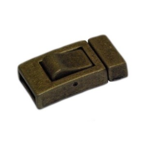 Fermoir clip lisse plat bronze pour cuir plat de 13mm