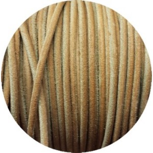 Cordon de cuir rond couleur naturel brut-3mm-Espagne
