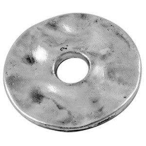 Perle disque plat ondule couleur argent tibetain-17mm