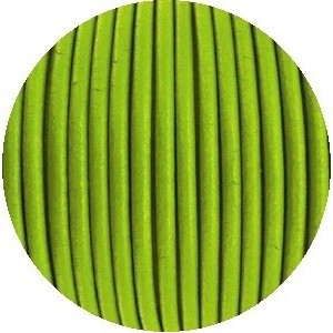 Cordon de cuir rond de couleur vert anis-2mm
