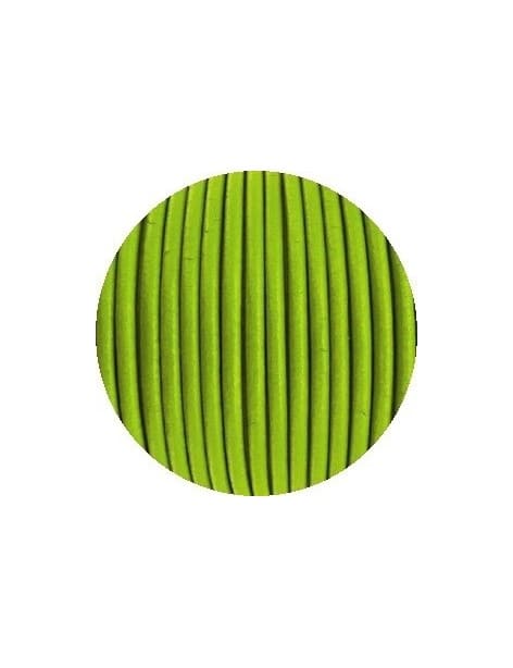 Cordon de cuir rond de couleur vert anis-2mm-Espagne