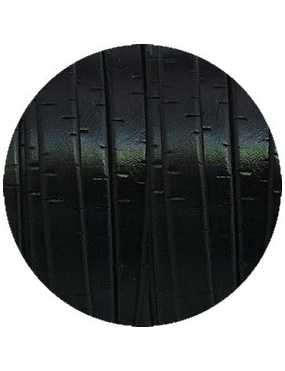 Cordon de cuir plat fantaisie 10mm noir effet liège-vente au cm