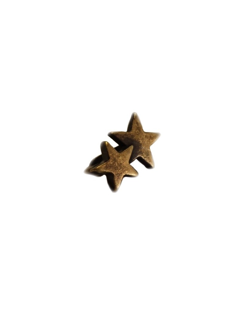 Passant double étoile placage bronze pour cuir plat de 10mm