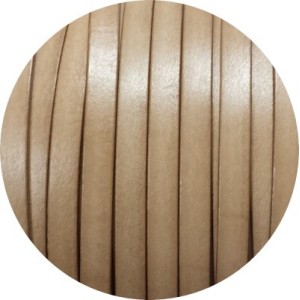 Cordon de cuir plat 10mm couleur beige-vente au cm