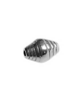 Perle bicone rainurée en metal placage argent-9.2mm