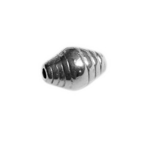 Perle bicone rainurée en metal placage argent-9.2mm