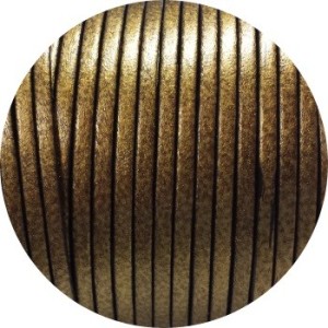 Cordon de cuir plat 3mm de couleur bronze métallique-vente au cm
