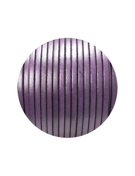 Lacet de cuir plat 3mm de couleur violette-vente au cm