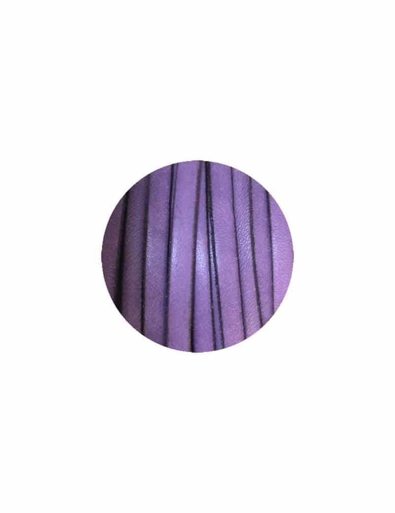 Cordon de cuir plat 5mm violet classique sans bords noirs-vente au cm