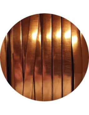 Cordon de cuir plat 5mm miroir couleur orange vente au cm