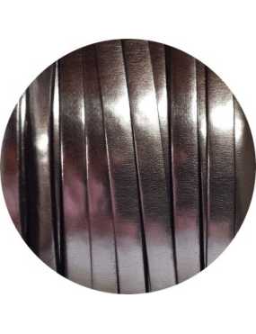 Cordon de cuir plat 5mm miroir couleur acier-vente au cm