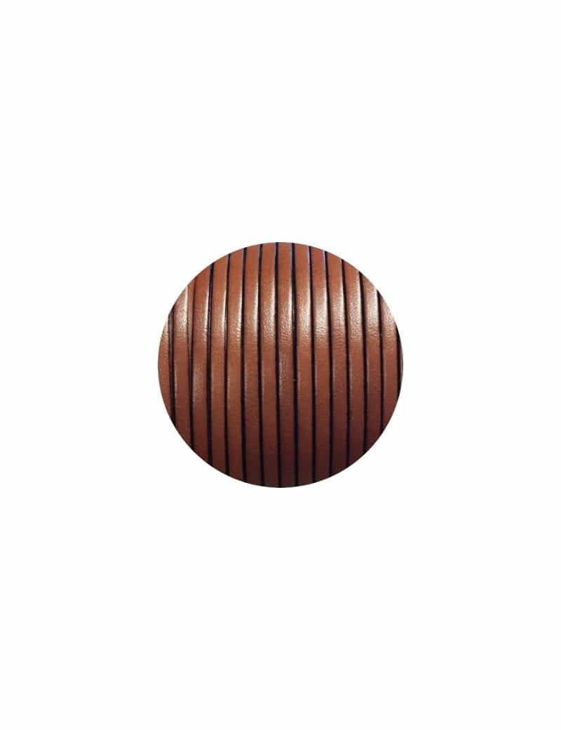 Cordon de cuir plat 3mm de couleur marron-vente au cm
