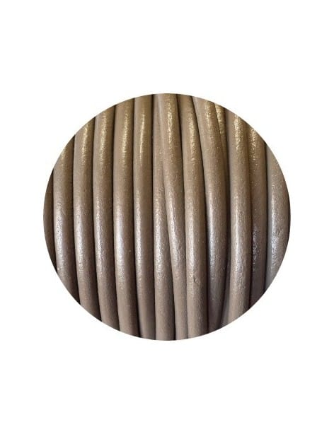 Lacet de cuir rond taupe Espagne-5mm