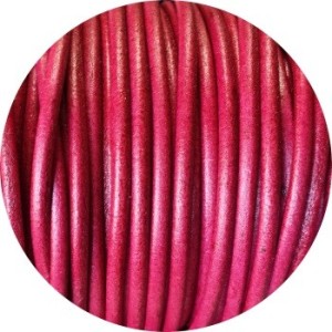 Cordon de cuir rond couleur cerise-3mm-Espagne