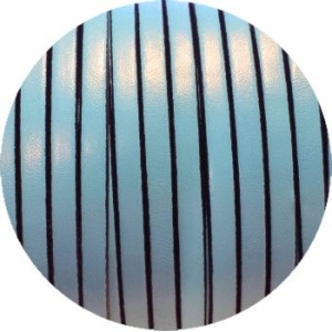 Nouveau cordon de cuir plat 5mm bleu ciel vendu au metre