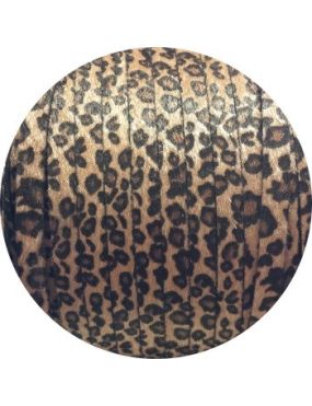 Lanière de cuir plat léopard avec poils synthétiques 10mm-vente au cm
