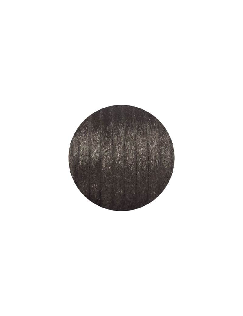 Laniere de cuir plat 10mm noir avec poils synthétiques vendu au metre