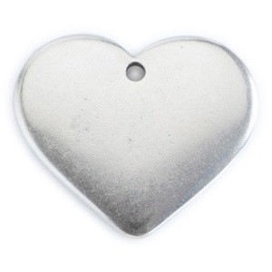 Pampille coeur lisse en metal placage argent de 30mm