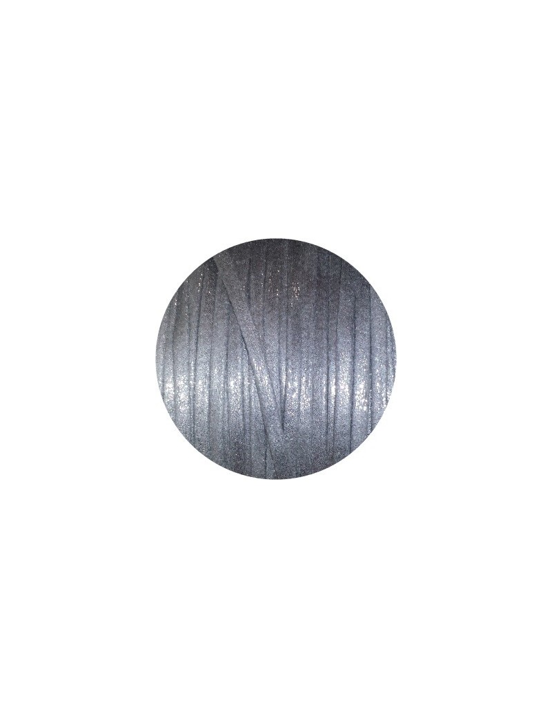 Lacet fantaisie plat 3mm nacré couleur gris