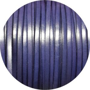 Cordon de cuir plat 5mm bleu fonce-vente au cm