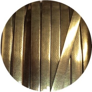 Cordon de cuir plat 5mm miroir de couleur or-vente au cm