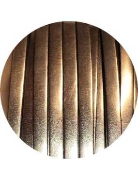 Cordon de cuir plat 5mm miroir de couleur or rose-vente au cm