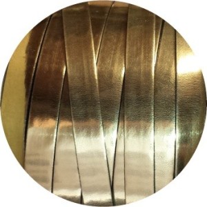 Lacet de cuir plat 10mm miroir or-vente au cm