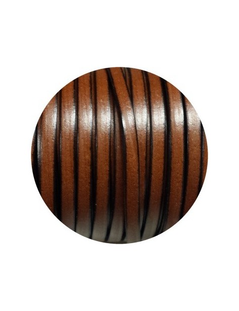 Cordon de cuir plat 5mm couleur cognac-vente au cm