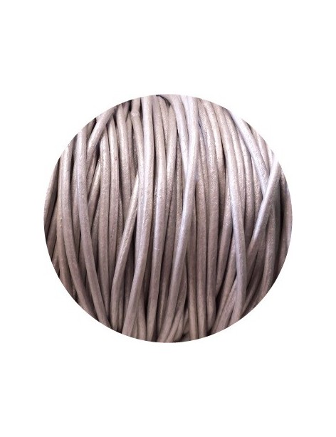 Cordon de cuir rond gris clair metallique-2mm-Europe