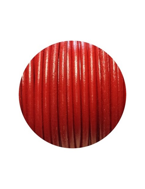 Lacet de cuir rond rouge-Espagne-4mm