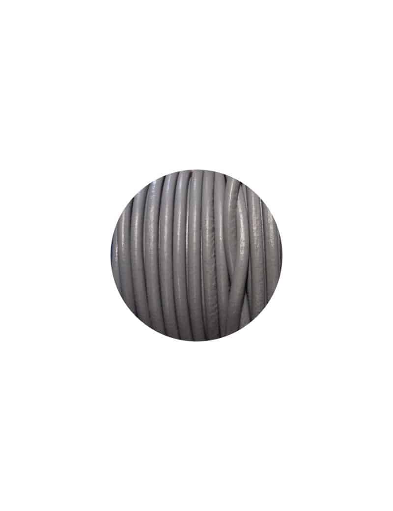 Lacet de cuir rond gris-Espagne-4mm