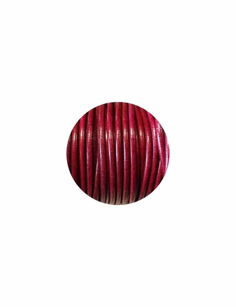 Lacet de cuir rond cerise-Espagne-4.5mm