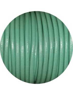 Lacet de cuir rond vert turquoise-Espagne-4mm