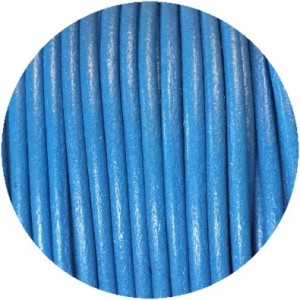 Cordon de cuir rond couleur bleu-3mm-Espagne