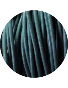 Cordon de cuir rond turquoise foncé-3mm-Europe