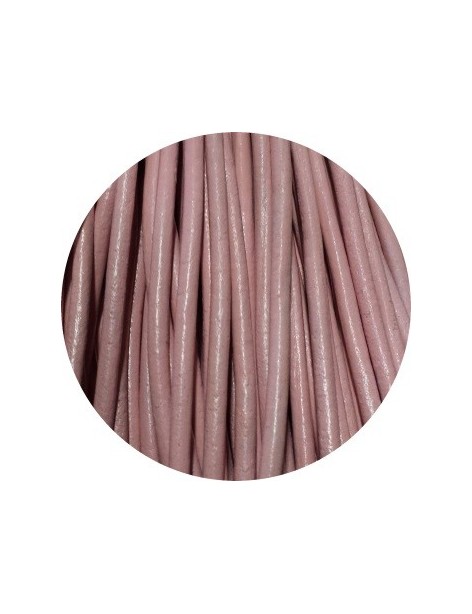 Cordon de cuir rond rose clair-3mm-Europe